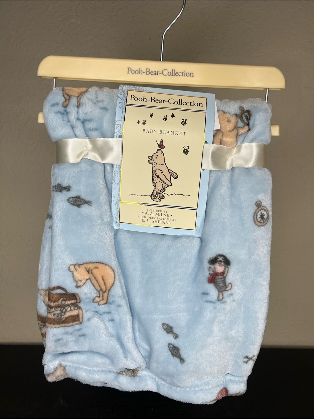 NEW Pooh Collection Winnie the Pooh Blue Pirate Ship & Treasure Baby Blanket
